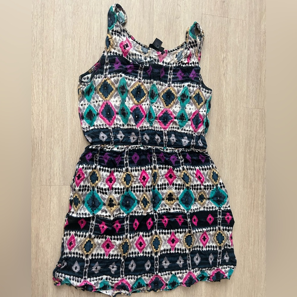 Aqua diamond-print dress